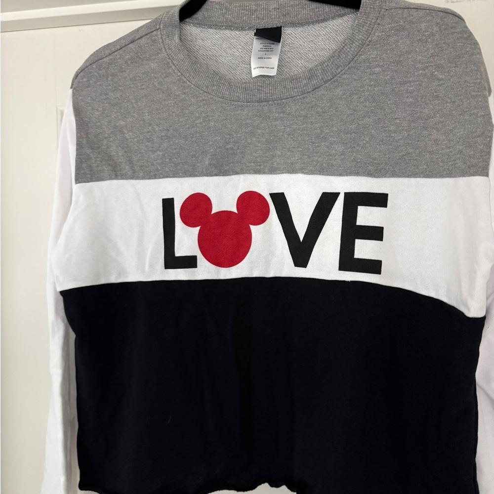 NWT! Disney Crop Long Sleeves LOVE Sweatshirt L